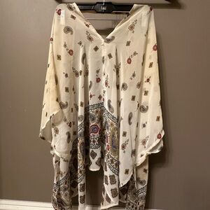 Bohemian Paisley Print Poncho